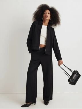 MADEWELL PONTE OVERSIZED TRUCKER JACKET BLACK  XS